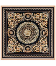 90*90 cm Vintage Baroque Art Pattern Design Fashion Women Shawl Square Scarf - Black