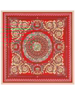 90*90 cm Vintage Baroque Art Pattern Design Fashion Women Shawl Square Scarf - Red