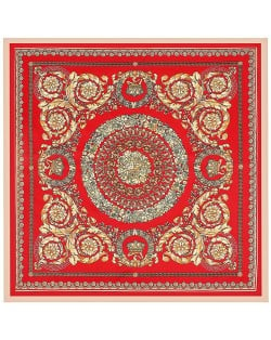 90*90 cm Vintage Baroque Art Pattern Design Fashion Women Shawl Square Scarf - Red