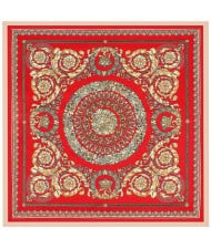 90*90 cm Vintage Baroque Art Pattern Design Fashion Women Shawl Square Scarf - Red