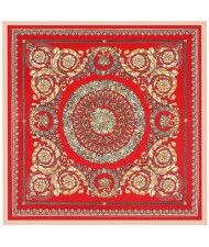 90*90 cm Vintage Baroque Art Pattern Design Fashion Women Shawl Square Scarf - Red