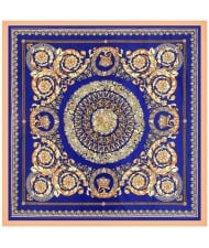 90*90 cm Vintage Baroque Art Pattern Design Fashion Women Shawl Square Scarf - Royal Blue