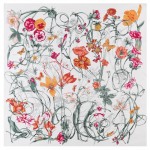 130*130 cm Spring Element Insect Plant Flower Pattern Fashion Women Shawl Square Scarf - White