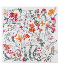 130*130 cm Spring Element Insect Plant Flower Pattern Fashion Women Shawl Square Scarf - White