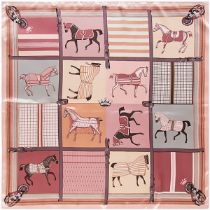 90*90 cm Animal Element Plaid Horse Pattern Fashion Women Shawl Square Scarf - Pink