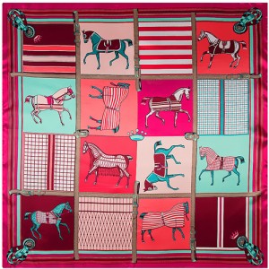 90*90 cm Animal Element Plaid Horse Pattern Fashion Women Shawl Square Scarf - Red
