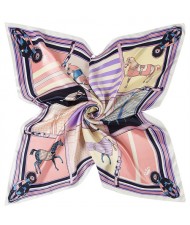 90*90 cm Animal Element Plaid Horse Pattern Fashion Women Shawl Square Scarf - Violet