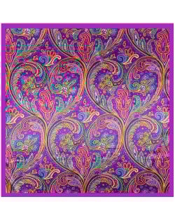 90*90 cm Boho Style Jungle Flowers Pattern Fashion Women Shawl Square Scarf - Purple