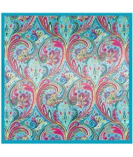90*90 cm Boho Style Jungle Flowers Pattern Fashion Wholesale Women Shawl Square Scarf - Green