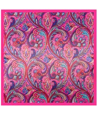 90*90 cm Boho Style Jungle Flowers Pattern Fashion Wholesale Women Shawl Square Scarf - Rose