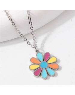 Sweet Flower Fashionable Stainless Steel Wholesale Costume Necklace