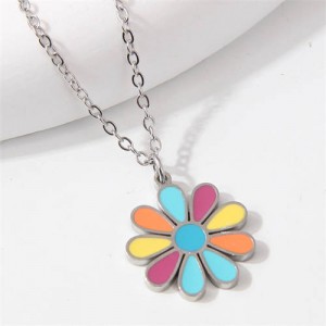 Sweet Flower Fashionable Stainless Steel Wholesale Costume Necklace