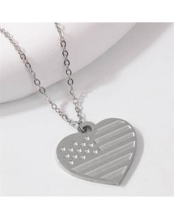 American Flag Heart Pendant Patriot Fashion Stainless Steel Wholesale Necklace