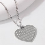 American Flag Heart Pendant Patriot Fashion Stainless Steel Wholesale Necklace