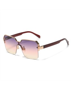 European and American Trend Alloy Frame Retro Gradient Color Women Sunglasses - Violet with Yellow