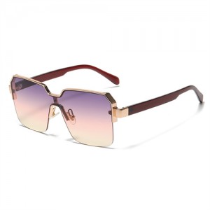 European and American Trend Alloy Frame Retro Gradient Color Women Sunglasses - Gray