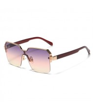 European and American Trend Alloy Frame Retro Gradient Color Women Sunglasses - Gray