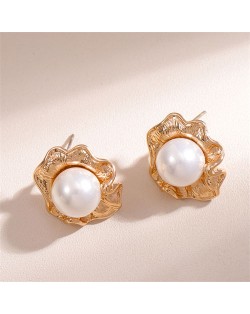 Pearl Fashion Graceful Flower Wholesale Women Stud Earrings