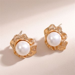 Pearl Fashion Graceful Flower Wholesale Women Stud Earrings