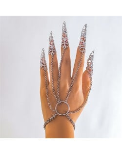 Popular Gothic Style Hollow-out Fashionable Wholesale Chain Finger Bracelet - Silver