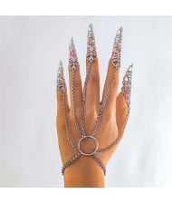 Popular Gothic Style Hollow-out Fashionable Wholesale Chain Finger Bracelet - Silver