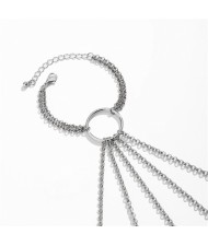 Popular Gothic Style Hollow-out Fashionable Wholesale Chain Finger Bracelet - Silver