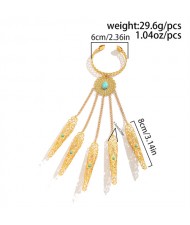 Popular Gothic Style Blue Turquoise Decorated Hollow-out Fashionable Wholesale Nail Chain Finger Bracelet - Golden