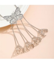 Popular Gothic Style Hollow-out Butterfly Fashionable Wholesale Finger Chain Bracelet - Silver