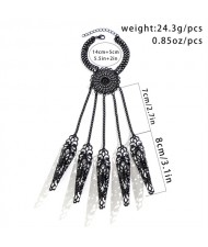 Popular Gothic Style Hollow-out Fashionable Wholesale Women Metal Nail Cover Chain Finger Bracelet - Black
