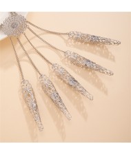 Popular Gothic Style Hollow-out Fashionable Wholesale Women Metal Nail Cover Chain Finger Bracelet - Silver