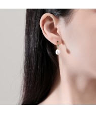 Natural Pearl Dangle Green Cubic Zirconia Wholesale Fashion 925 Sterling Silver Earrings