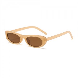 European and American Trend Oval Small Frame Retro Women Sunglasses - Khaki C2