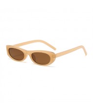 European and American Trend Oval Small Frame Retro Women Sunglasses - Khaki C2