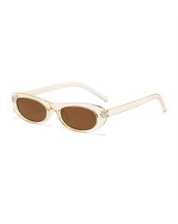 European and American Trend Oval Small Frame Retro Women Sunglasses - Champagne C3