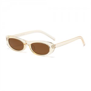 European and American Trend Oval Small Frame Retro Women Sunglasses - Champagne C3