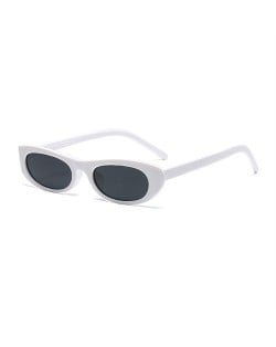 European and American Trend Oval Small Frame Retro Women Sunglasses - White C4