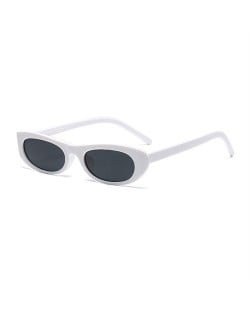 European and American Trend Oval Small Frame Retro Women Sunglasses - White C4