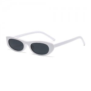 European and American Trend Oval Small Frame Retro Women Sunglasses - White C4