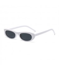 European and American Trend Oval Small Frame Retro Women Sunglasses - White C4