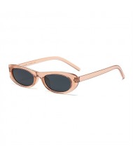 European and American Trend Oval Small Frame Retro Women Sunglasses - Clear Brown C6