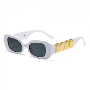 European and American Trend Rectangular Thick Frame Retro Wholesale Fashion Man and Women Sunglasses - White