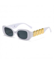European and American Trend Rectangular Thick Frame Retro Wholesale Fashion Man and Women Sunglasses - White