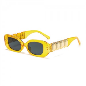 European and American Trend Rectangular Thick Frame Retro Wholesale Fashion Man and Women Sunglasses - Yellow