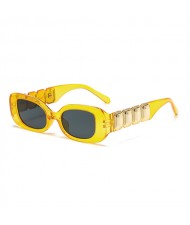 European and American Trend Rectangular Thick Frame Retro Wholesale Fashion Man and Women Sunglasses - Yellow