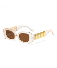 European and American Trend Rectangular Thick Frame Retro Wholesale Fashion Man and Women Sunglasses - Champagne