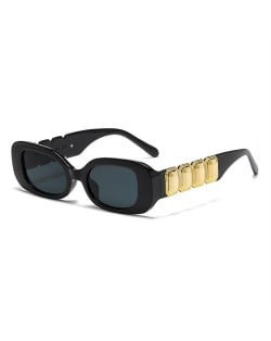 European and American Trend Rectangular Thick Frame Retro Wholesale Fashion Man and Women Sunglasses - Black