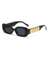 European and American Trend Rectangular Thick Frame Retro Wholesale Fashion Man and Women Sunglasses - Black