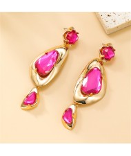 Fashion Boho Style Acrylic Geometric Shape Wholesale Women Dangle Earrings - Rose