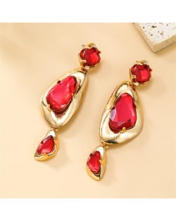 Fashion Boho Style Acrylic Geometric Shape Wholesale Women Dangle Earrings - Red