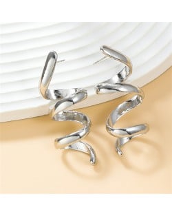 Fashion Thread Design Wholesale Alloy Women Earrings - Silver